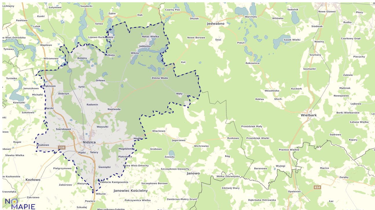 Mapa obszarów ochrony przyrody Nidzicy